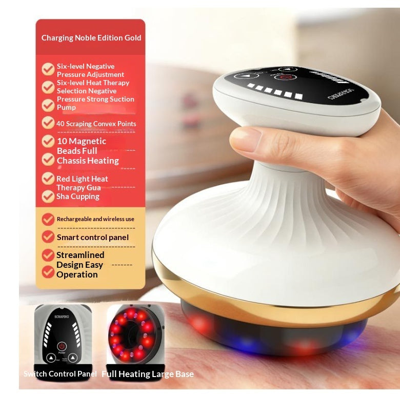 Electric Gua Sha & Cupping Beauty Massager - 9 Speeds, USB, Gold
