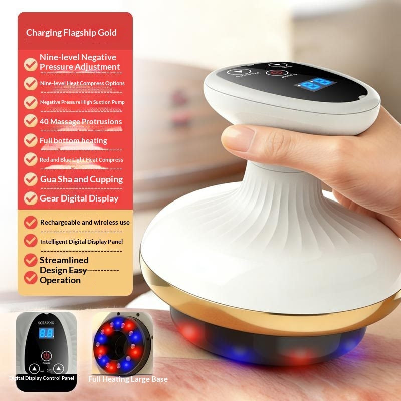 Electric Gua Sha & Cupping Beauty Massager - 9 Speeds, USB, Gold